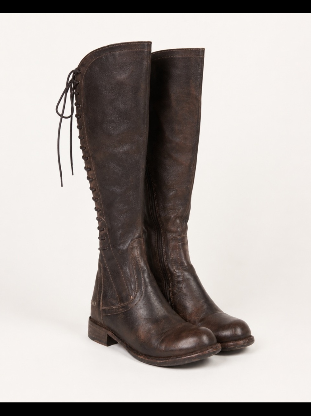 BED|STÜ Distressed Black
Leather Tall Lace-Up
Boots Size 8.5